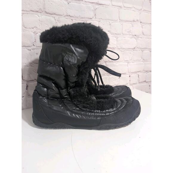 The North Face Appy Women's Boots Black Quilted Puffer Winter Goose Down Size 11 - Picture 2 of 16